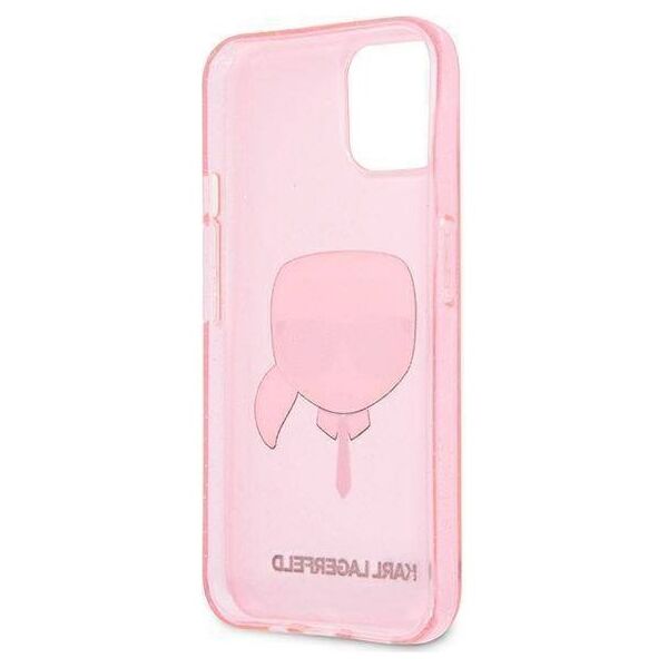 Original Case IPHONE 13 MINI Karl Lagerfeld Hardcase Glitter Karl`s Head (KLHCP13SKHTUGLP) pink 3666339027537