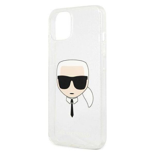 Original Case IPHONE 13 MINI Karl Lagerfeld Hardcase Glitter Karl`s Head (KLHCP13SKHTUGLS) silver 3666339027452