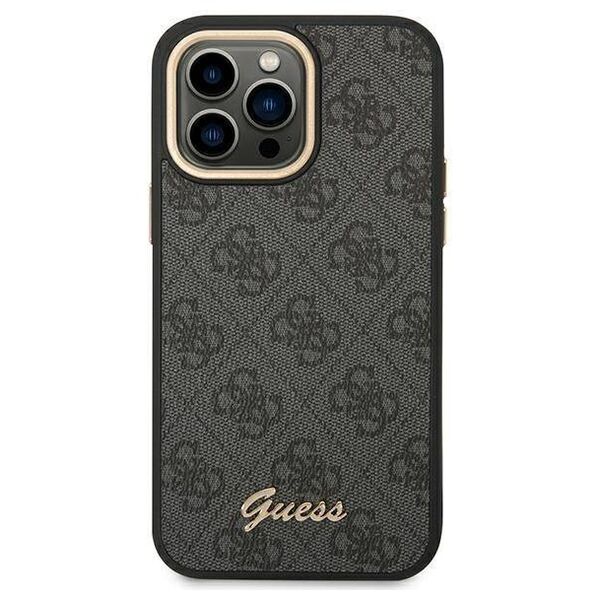 Original Case IPHONE 14 PRO MAX Guess Hard Case 4G Vintage Gold Logo (GUHCP14XHG4SHK) black 3666339065232