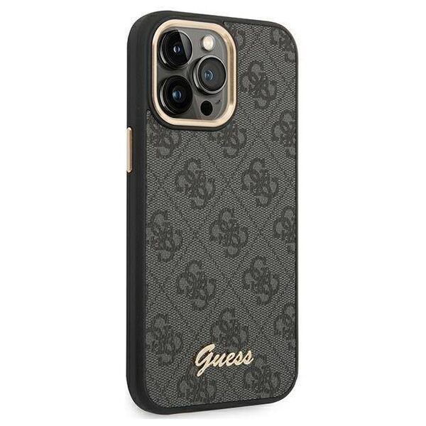 Original Case IPHONE 14 PRO MAX Guess Hard Case 4G Vintage Gold Logo (GUHCP14XHG4SHK) black 3666339065232