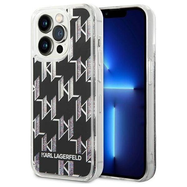 Original Case IPHONE 14 PRO Karl Lagerfeld Hardcase Liquid Glitter Monogram (KLHCP14LLMNMK) black 3666339076252