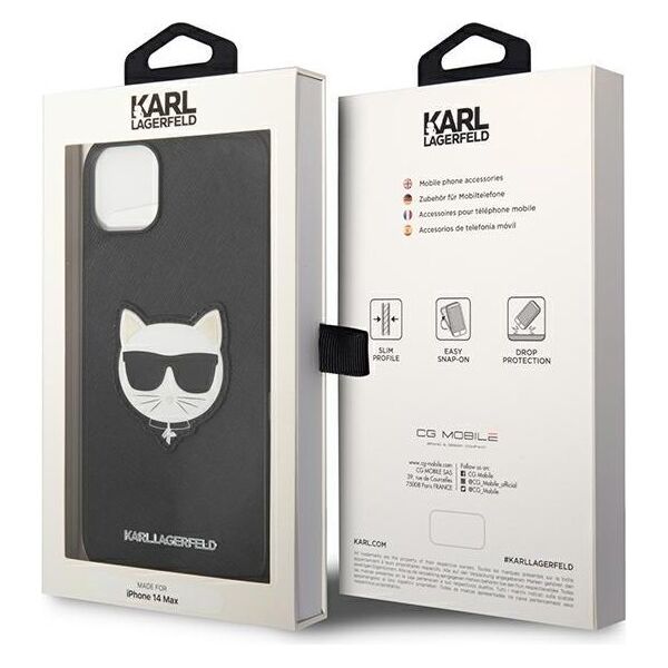 Karl Lagerfeld case for iPhone 14 Pro Max 6,7&quot; KLHCP14XSAPCHK black PU Saffiano case with Choupette Head Patch 3666339076986