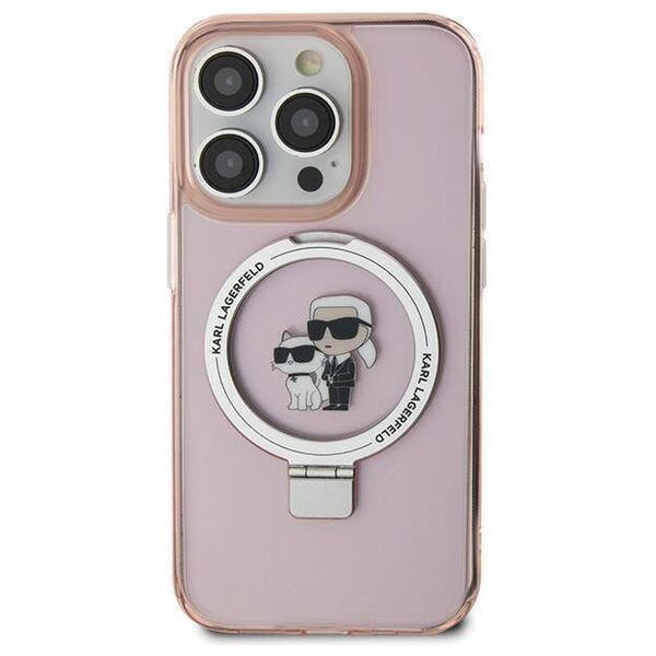 Original Case APPLE IPHONE 15 Karl Lagerfeld Hardcase Ring Stand Karl&Choupettte MagSafe (KLHMP15SHMRSKCP) pink 3666339168995