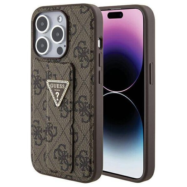 Original Case APPLE IPHONE 15 Guess Hardcase Grip Stand 4G Triangle Strass (GUHCP15SPGS4TDW) brown 3666339197438