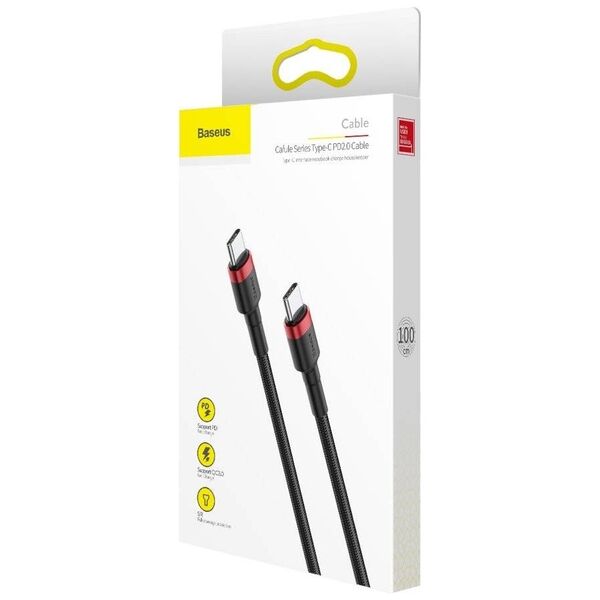 USB-C PD Baseus Cable Cafule PD 2.0 QC 3.0 60W 1m (black and red) 6953156285217
