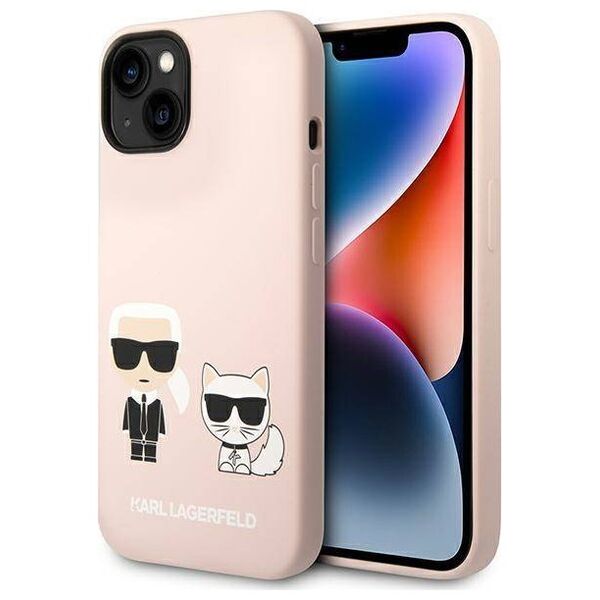 Original Case IPHONE 14 PLUS Karl Lagerfeld Hardcase Silicone Karl & Choupette Magsafe (KLHMP14MSSKCI) pink 3666339078126