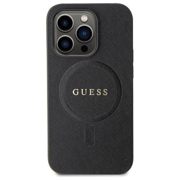 Original Case IPHONE 14 PRO Guess Hardcase Saffiano MagSafe (GUHMP14LPSAHMCK) black 3666339155742