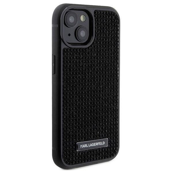Original Case APPLE IPHONE 15 Karl Lagerfeld Hardcase Rhinestone Logo Metal Plate (KLHCP15SHDSPLK) black 3666339163112