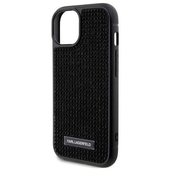 Original Case APPLE IPHONE 15 Karl Lagerfeld Hardcase Rhinestone Logo Metal Plate (KLHCP15SHDSPLK) black 3666339163112