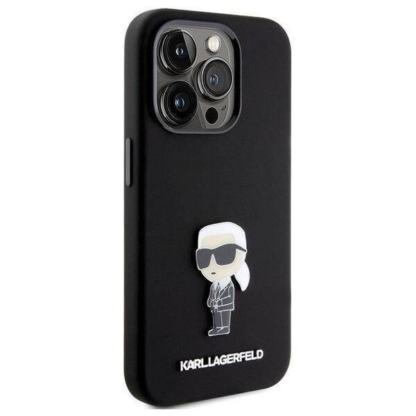 Original Case APPLE IPHONE 15 PRO Karl Lagerfeld Silicone Ikonik Metal Pin (KLHCP15LSMHKNPK) black 3666339166014