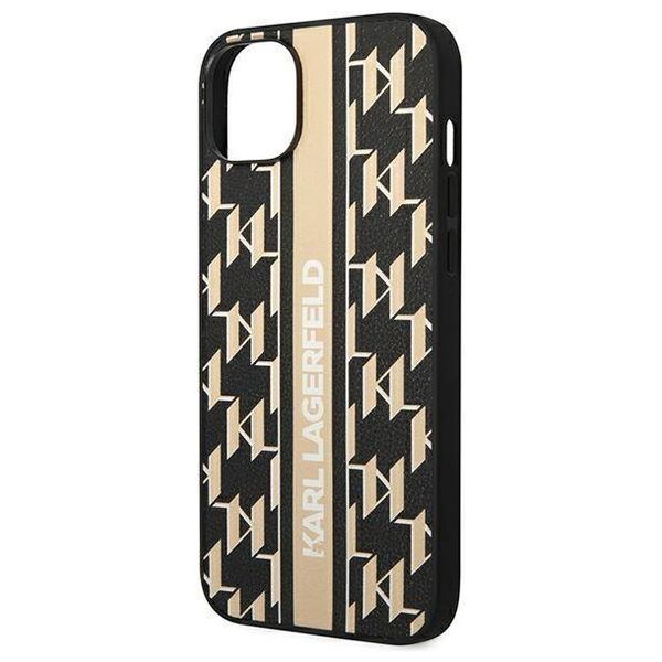 Original Case IPHONE 14 PLUS Karl Lagerfeld Hardcase Monogram Stripe (KLHCP14MPGKLSKW) brown 3666339084851