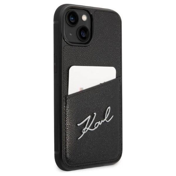 Original Case IPHONE 14 PLUS Karl Lagerfeld Signature Logo Cardslot (KLHCP14MCSSK) black 3666339094287