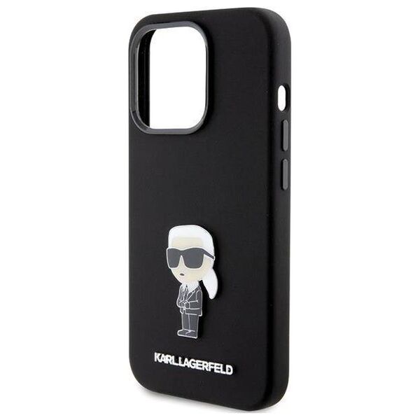 Original Case APPLE IPHONE 15 PRO Karl Lagerfeld Silicone Ikonik Metal Pin (KLHCP15LSMHKNPK) black 3666339166014