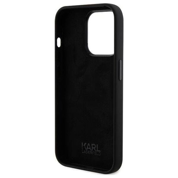 Original Case APPLE IPHONE 15 PRO Karl Lagerfeld Silicone Ikonik Metal Pin (KLHCP15LSMHKNPK) black 3666339166014