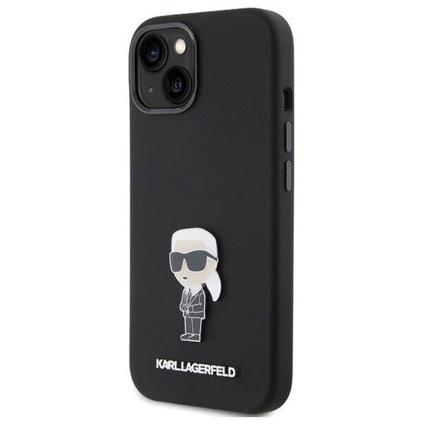Original Case APPLE IPHONE 15 Karl Lagerfeld Silicone Ikonik Metal Pin (KLHCP15SSMHKNPK) black 3666339165994