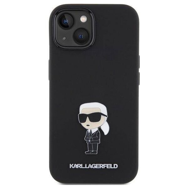 Original Case APPLE IPHONE 15 Karl Lagerfeld Silicone Ikonik Metal Pin (KLHCP15SSMHKNPK) black 3666339165994