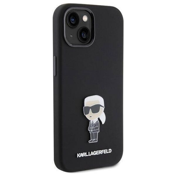 Original Case APPLE IPHONE 15 Karl Lagerfeld Silicone Ikonik Metal Pin (KLHCP15SSMHKNPK) black 3666339165994