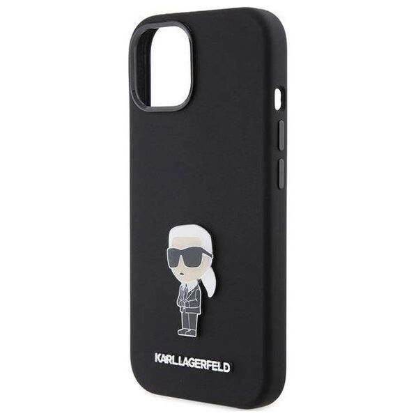Original Case APPLE IPHONE 15 Karl Lagerfeld Silicone Ikonik Metal Pin (KLHCP15SSMHKNPK) black 3666339165994