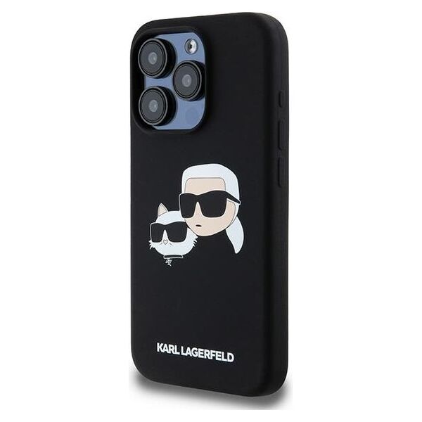 Karl Lagerfeld case for iPhone 15 Pro 6,1&quot; KLHMP15LSKCHPPLK black HC Magsafe silicone sil double heads print 3666339256722