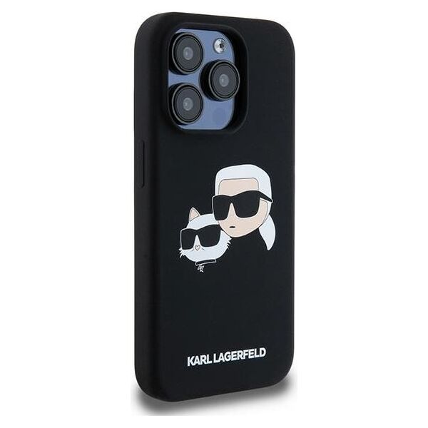 Karl Lagerfeld case for iPhone 15 Pro 6,1&quot; KLHMP15LSKCHPPLK black HC Magsafe silicone sil double heads print 3666339256722