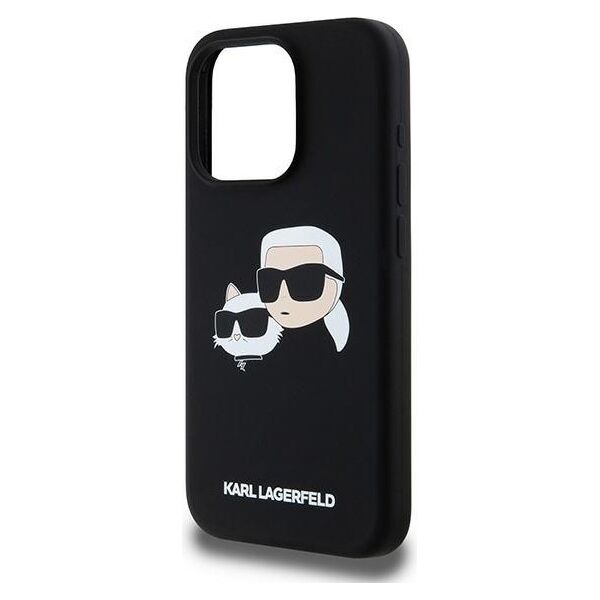 Karl Lagerfeld case for iPhone 15 Pro 6,1&quot; KLHMP15LSKCHPPLK black HC Magsafe silicone sil double heads print 3666339256722