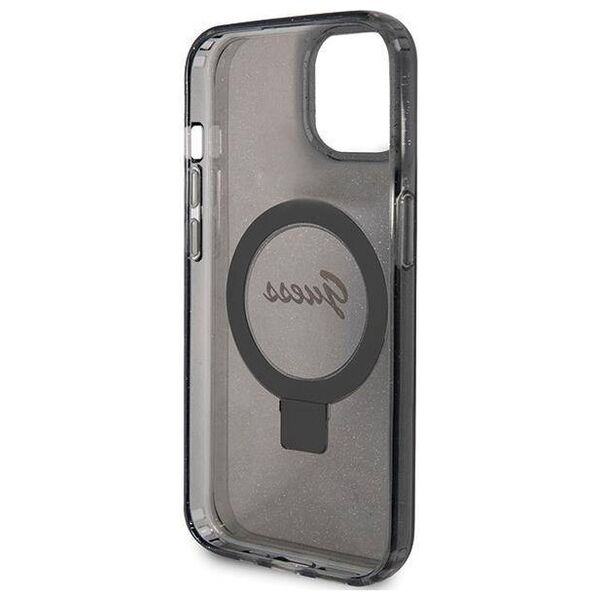 Original Case APPLE IPHONE 15 Guess Hardcase Ring Stand Script Glitter MagSafe (GUHMP15SHRSGSK) black 3666339156329