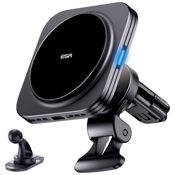 Magnetic Car Mount with 15W MagSafe Wireless Charging for Dashboard / Vent ESR Halolock QI2 black 4894240190364