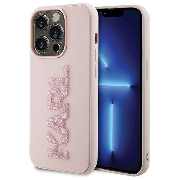 Original Case APPLE IPHONE 15 PRO Karl Lagerfeld Hardcase 3D Rubber Glitter Logo (KLHCP15L3DMBKCP) pink 3666339166496