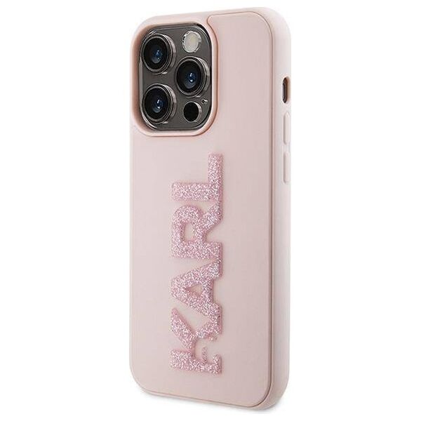 Original Case APPLE IPHONE 15 PRO Karl Lagerfeld Hardcase 3D Rubber Glitter Logo (KLHCP15L3DMBKCP) pink 3666339166496