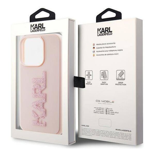 Original Case APPLE IPHONE 15 PRO Karl Lagerfeld Hardcase 3D Rubber Glitter Logo (KLHCP15L3DMBKCP) pink 3666339166496
