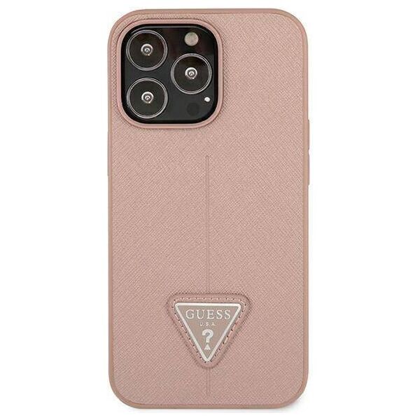 Original Case IPHONE 13 PRO Guess Hardcase Saffianotriangle Logo (GUHCP13LPSATLP) pink 3666339040413