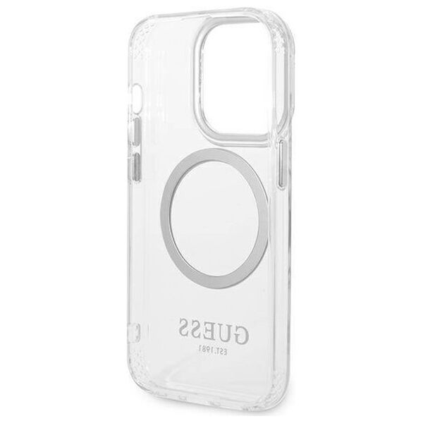 Original Case IPHONE 14 PRO MAX Guess Hard Case Metal Outline Magsafe (GUHMP14XHTRMS) silver 3666339069858