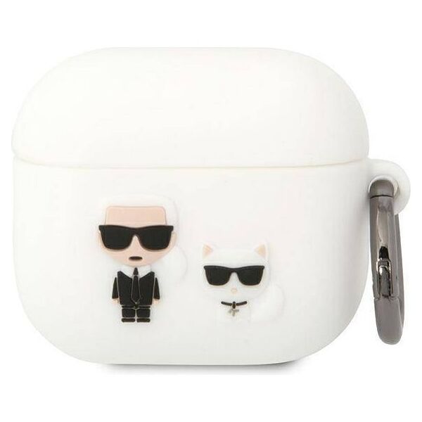 Original Case APPLE AIRPODS 3 Karl Lagerfeld Silicone Karl & Choupette (KLACA3SILKCW) white 3666339088217