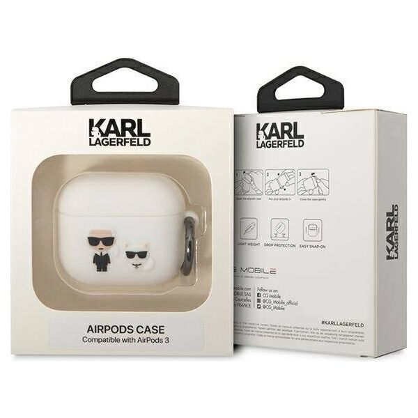 Original Case APPLE AIRPODS 3 Karl Lagerfeld Silicone Karl & Choupette (KLACA3SILKCW) white 3666339088217