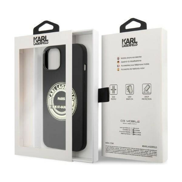 Original Case IPHONE 14 PLUS Karl Lagerfeld Hardcase Silicone RSG (KLHCP14MSRSGRCK) black 3666339085810