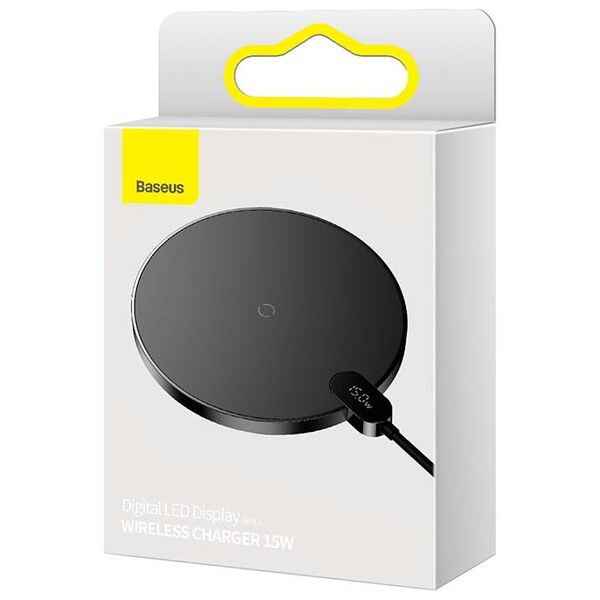 Inductive wireless charger Baseus Digital LED  15W (black) 6932172602208