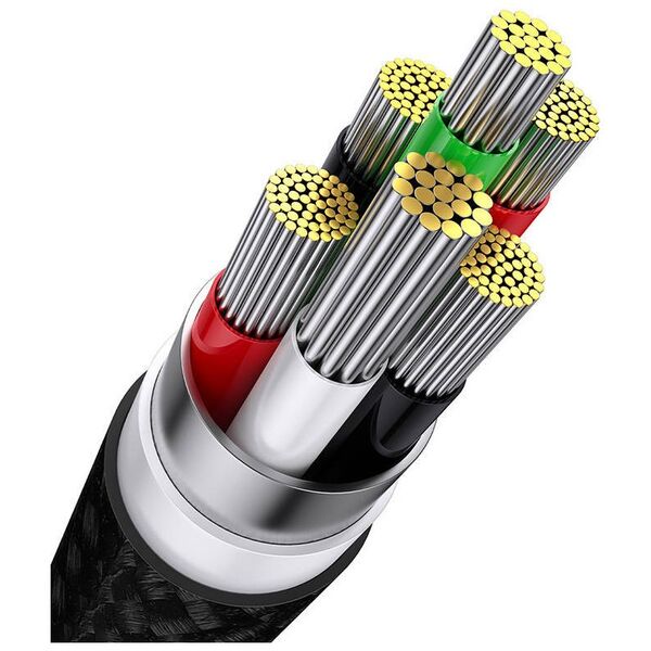 3in1 USB cable Baseus Flash Series, USB-C + micro USB + Lightning, 100W, 1.2m (black) 6932172608712