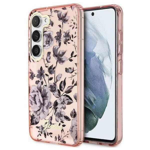 Original Case SAMSUNG GALAXY S23+ Guess Flower Collection (GUHCS23MHCFWSP) pink 3666339117238