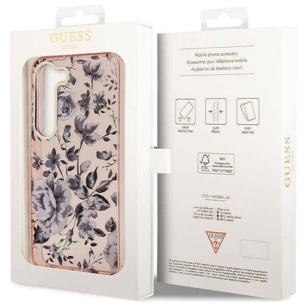 Original Case SAMSUNG GALAXY S23+ Guess Flower Collection (GUHCS23MHCFWSP) pink 3666339117238