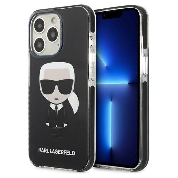 Original Case IPHONE 13 PRO Karl Lagerfeld Hardcase Iconik Karl (KLHCP13LTPEIKK) black 3666339048426