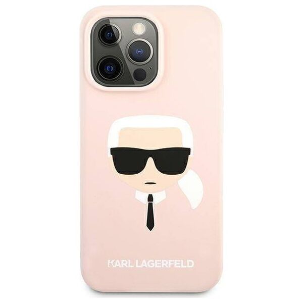 Original Case IPHONE 13 PRO Karl Lagerfeld Hardcase Silicone Karl`s Head (KLHCP13LSLKHLP) light pink 3666339027759