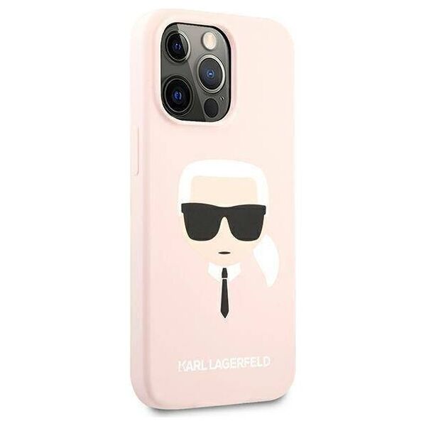 Original Case IPHONE 13 PRO Karl Lagerfeld Hardcase Silicone Karl`s Head (KLHCP13LSLKHLP) light pink 3666339027759