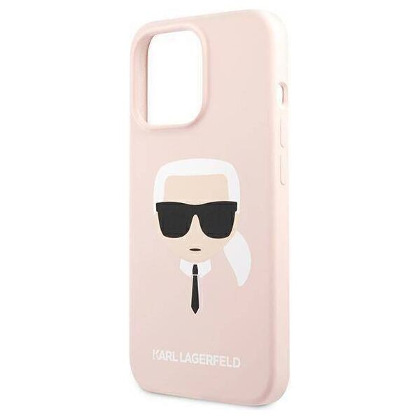 Original Case IPHONE 13 PRO Karl Lagerfeld Hardcase Silicone Karl`s Head (KLHCP13LSLKHLP) light pink 3666339027759