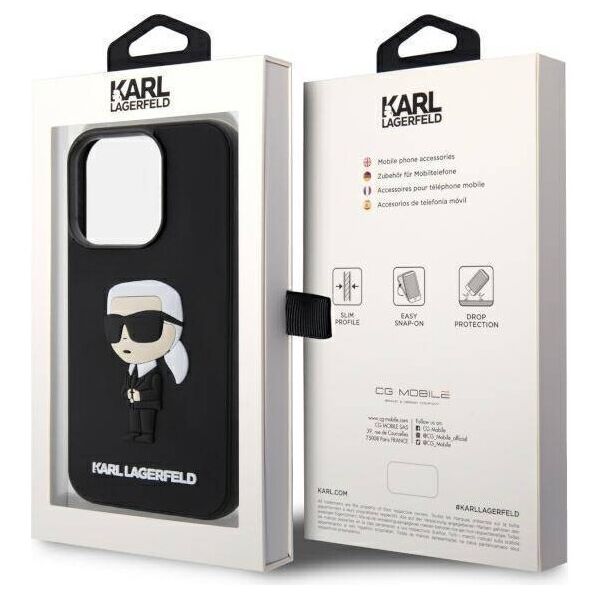Original Case IPHONE 14 PRO Karl Lagerfeld Hardcase Rubber Ikonik 3D (KLHCP14L3DRKINK) black 3666339122645