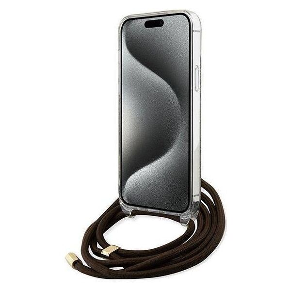 Original Case IPHONE 13 / 14 / 15 Guess Hardcase Crossbody Cord 4G Print (GUHCP15SHC4SEW) brown 3666339148065