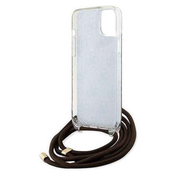 Original Case IPHONE 13 / 14 / 15 Guess Hardcase Crossbody Cord 4G Print (GUHCP15SHC4SEW) brown 3666339148065