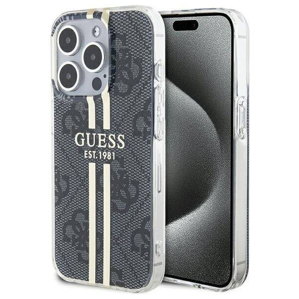 Original Case APPLE IPHONE 15 PRO Guess Hardcase IML 4G Gold Stripe (GUHCP15LH4PSEGK) black 3666339222703