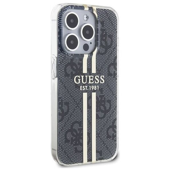 Original Case APPLE IPHONE 15 PRO Guess Hardcase IML 4G Gold Stripe (GUHCP15LH4PSEGK) black 3666339222703