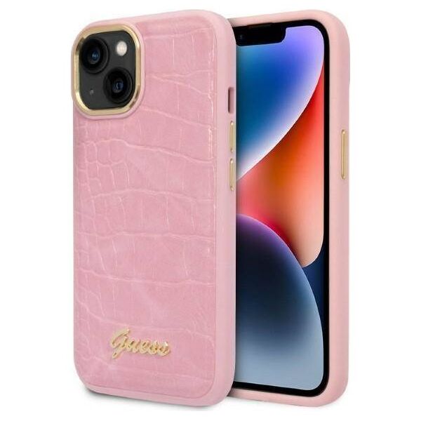 Original Case IPHONE 14 Guess Croco Collection (GUHCP14SHGCRHP) pink 3666339082925