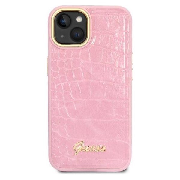 Original Case IPHONE 14 Guess Croco Collection (GUHCP14SHGCRHP) pink 3666339082925